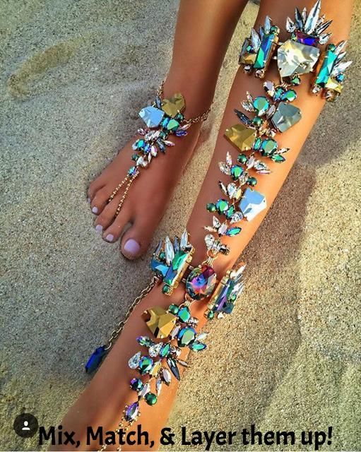 Rhinestone Barefoot Anklet Chain Foot Jewelry Beach Accessories