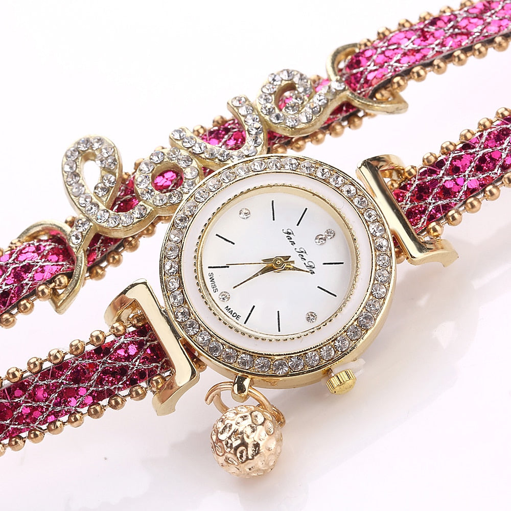 FanTeeDa Top Brand Women Bracelet Watches Ladies Love Leather Strap Rh –  Accentic Luxury