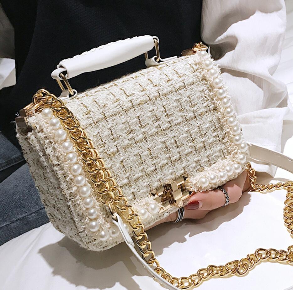 Woolen Pearl Handbag