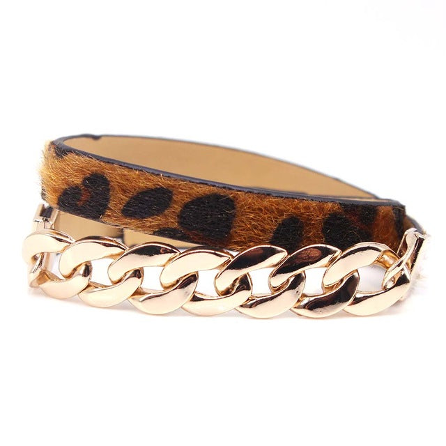 Retro Leopard Print Leather Bracelet - mBell-ish